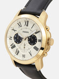 Fossil Grant Chronograph White Dial Black Leather Strap Watch for Men - FS5272 Buy Now By Fossil