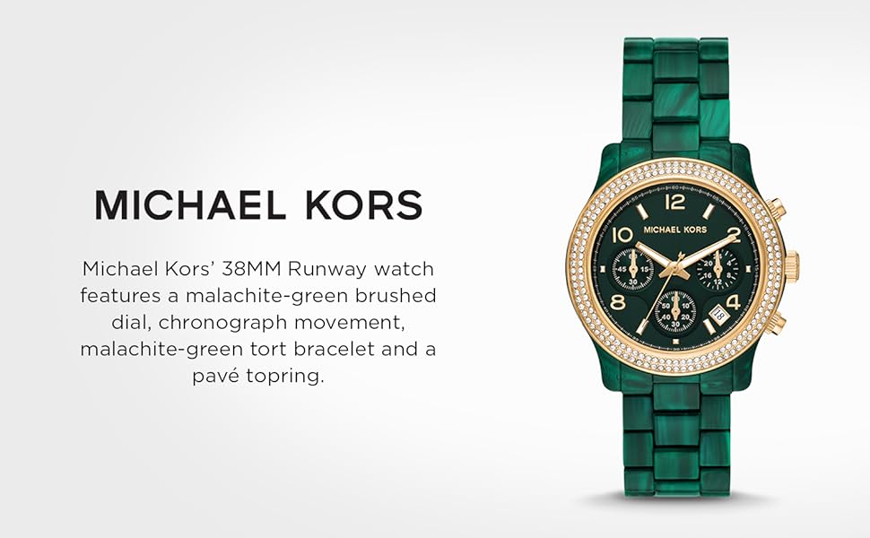 Michael Kors Runway Chronograph Green Dial Green Steel Strap Watch for Women - MK7422 Buy Now By Michael Kors