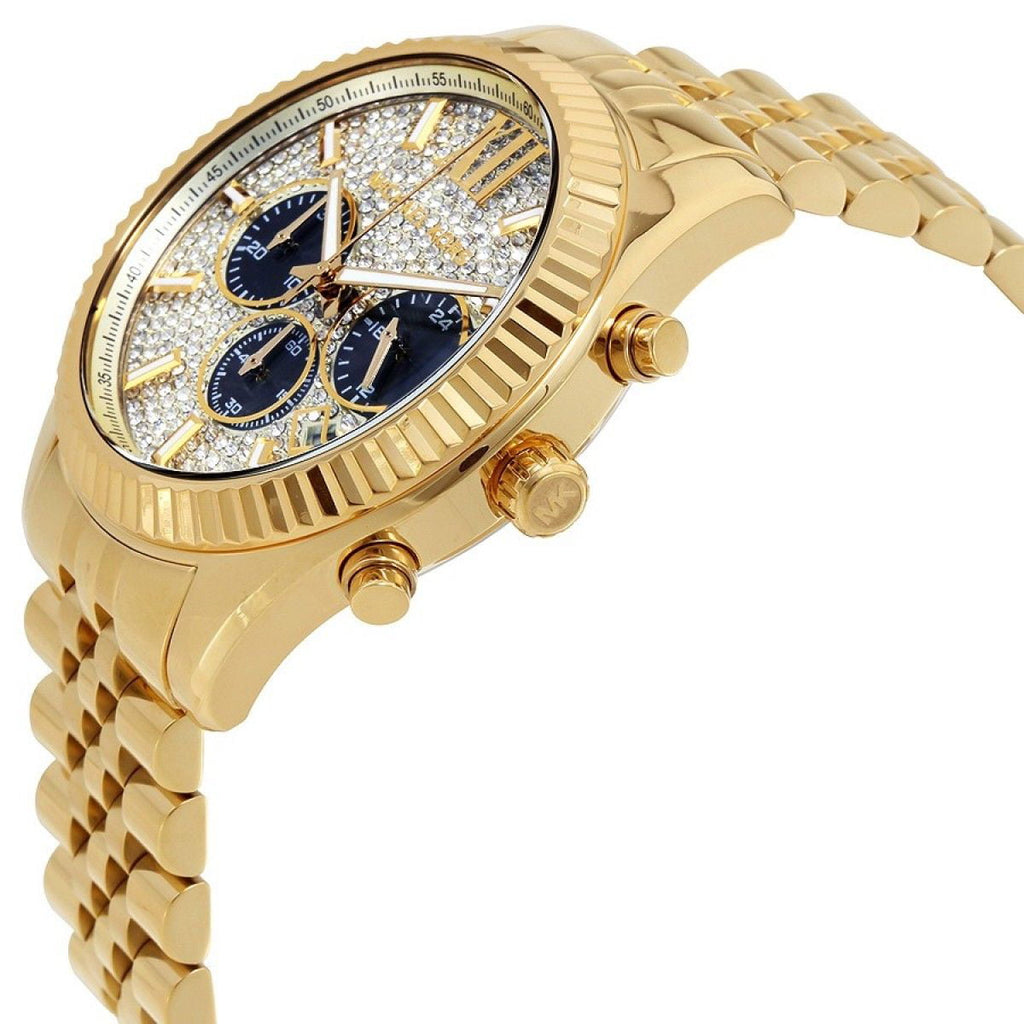 Michael Kors Lexington Crystals Gold Dial Gold Steel Strap Watch for Men - MK8494 Buy Now By Michael Kors