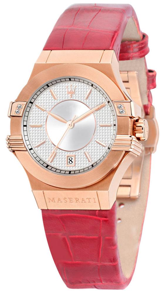 Maserati Potenza Silver Dial Red Leather Strap Watch For Women - R8851108501 Buy Now By Maserati
