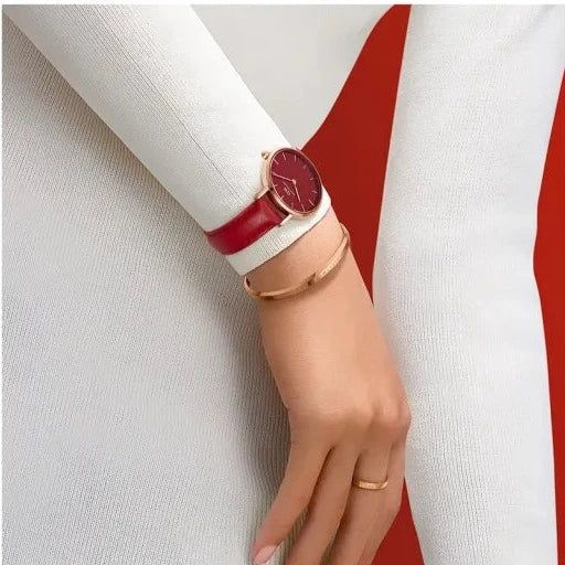 Daniel Wellington Petite Red Dial Red Leather Strap Watch For Women - DW00100405 Buy Now By Daniel Wellington