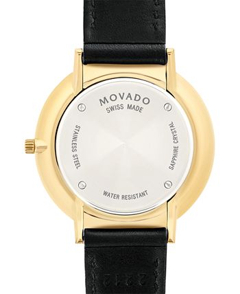 Movado Ultra Slim Black Dial Black Leather Strap Watch For Women - 0607091 Buy Now By Movado