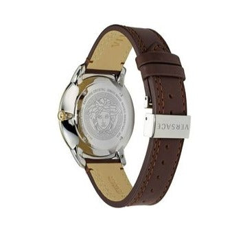 Versace V-Urban Quartz Grey Dial Brown Leather Strap Watch for Men - VELQ00219 Buy Now By Versace