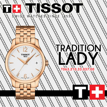 Tissot T Classic Tradition Lady White Dial Rose Gold Steel Strap Watch for Women - T063.210.33.037.00 Buy Now By Tissot