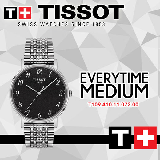 Tissot T Classic Everytime Quartz Black Dial Silver Steel Strap Watch for Men - T109.410.11.072.00 Buy Now By Tissot