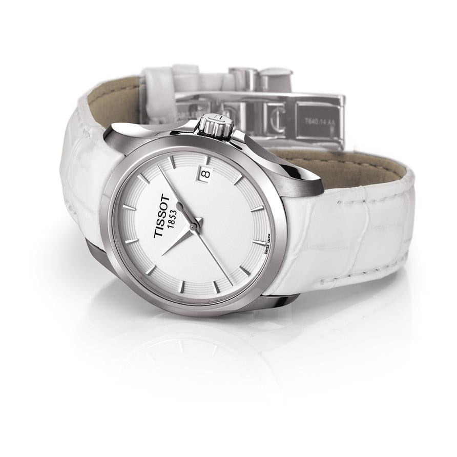 Tissot Couturier Lady Silver Dial White Leather Strap Watch For Women - T035.210.16.011.00 Buy Now By Tissot