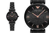 Emporio Armani Gianni T Bar All Black Diamond Dial Watch For Women - AR11245 Buy Now By Emporio Armani