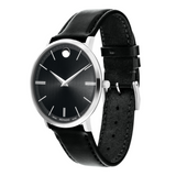Movado Ultra Slim Black Dial Black Leather Strap Watch For Men - 0607086 Buy Now By Movado
