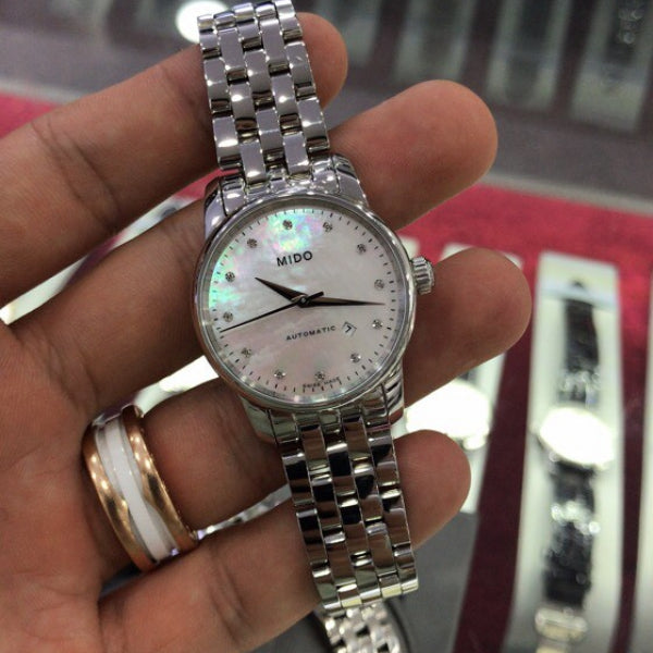 Mido Baroncelli Automatic Mother Of Pearl Dial Silver Steel Strap Watch For Women - M7600.4.69.1 Buy Now By Mido