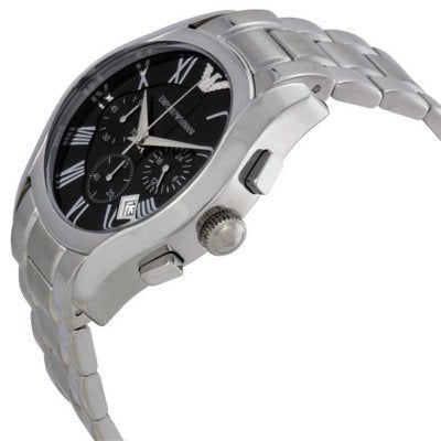 Emporio Armani Valente Chronograph Black Dial Silver Stainless Steel Watch For Men - AR0673 Buy Now By Emporio Armani