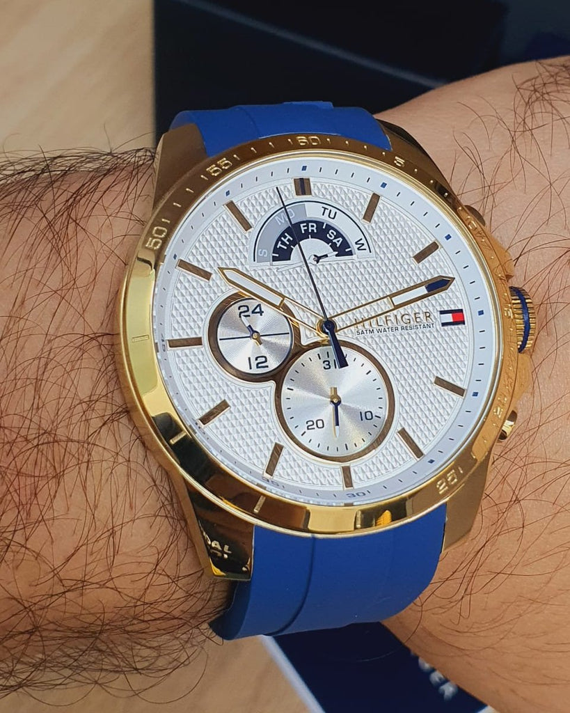 Tommy Hilfiger Decker White Dial Blue Rubber Strap Watch for Men - 1791353 Buy Now By Tommy Hilfiger