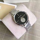 Michael Kors Portia Black Dial Silver Steel Strap Watch for Women - MK3638 Buy Now By Michael Kors