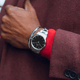 Daniel Wellington Iconic Link Black Dial Silver Steel Strap Watch for Women - DW00100204 Buy Now By Daniel Wellington