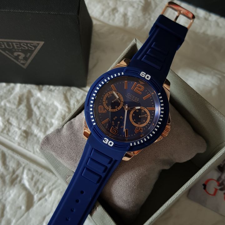 Guess Trade Blue Dial Blue Silicone Strap Watch for Men - W0967G2 Buy Now By Guess