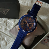 Guess Trade Blue Dial Blue Silicone Strap Watch for Men - W0967G2 Buy Now By Guess