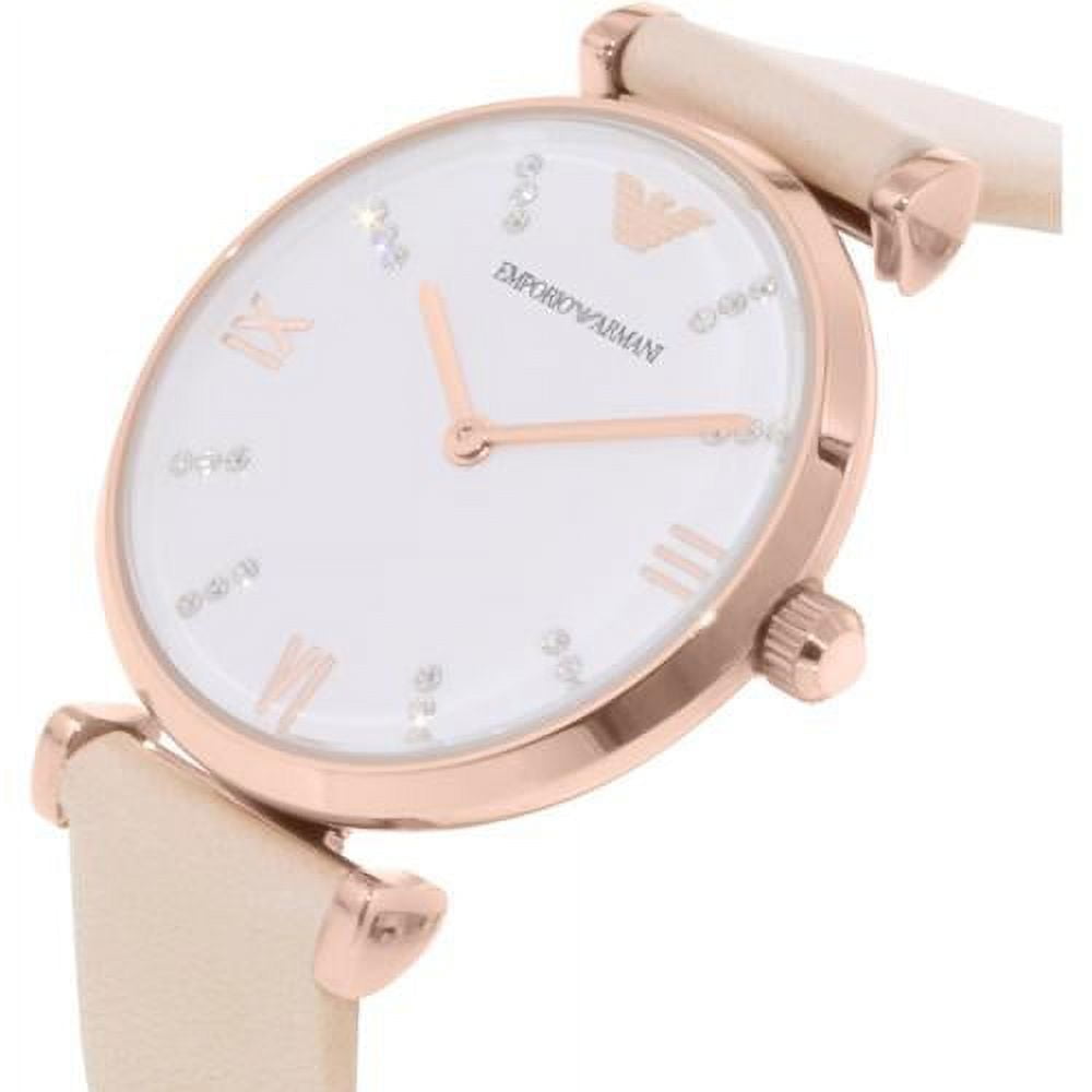 Emporio Armani Gianni T Bar Quartz White Dial Beige Leather Strap Watch For Women - AR1927 Buy Now By Emporio Armani