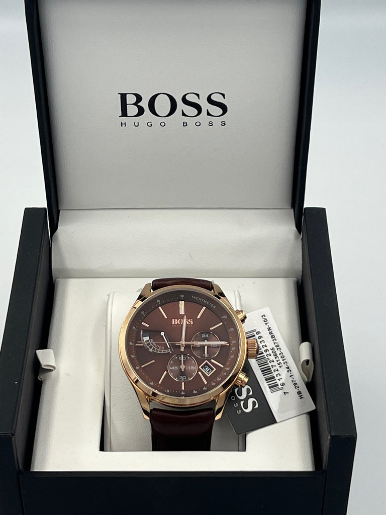 Hugo Boss Grand Prix Brown Dial Brown Leather Strap Watch for Men - 1513605 Buy Now By Hugo Boss