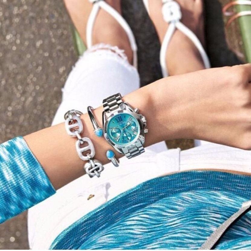 Michael Kors Bradshaw Chronograph Blue Dial Silver Steel Strap Watch For Women - MK6099 Buy Now By Michael Kors