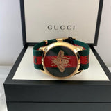 Gucci Le Marche des Merveilles Green & Red Dial Green & Red NATO Strap Unisex Watch - YA126487 Buy Now By Gucci