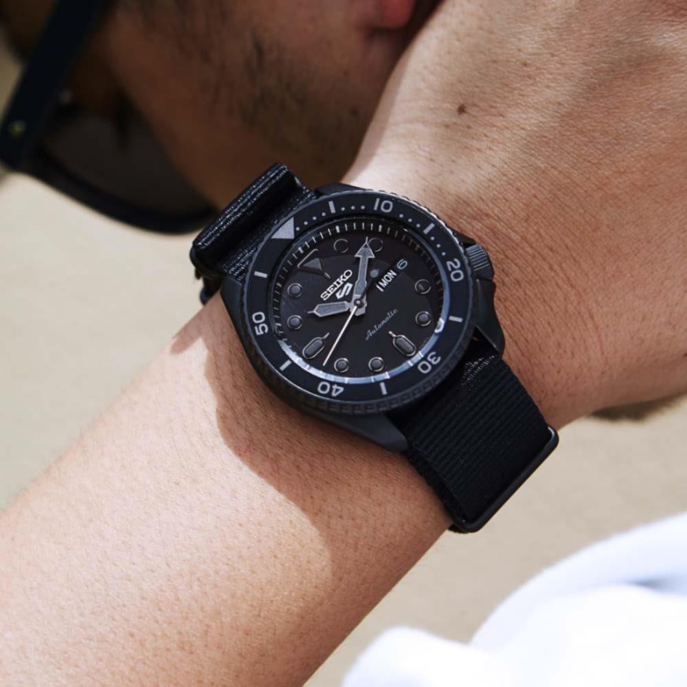 Seiko 5 Sports Automatic Black Dial Black NATO Strap Watch For Men - SRPD79K1