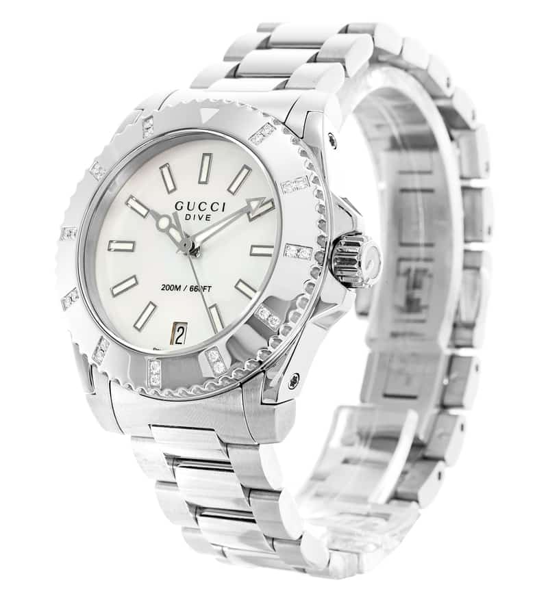 Gucci Dive Mother of Pearl Diamonds Dial Watch For Women - YA136405 Buy Now By Gucci