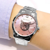 Gucci G Timeless Quartz Mother of Pearl Pink Dial Silver Steel Strap Watch for Women - YA1264166 Buy Now By Gucci