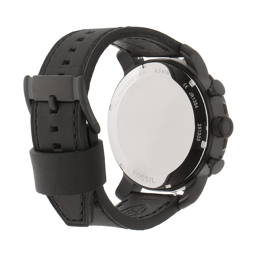 Fossil Nate Chronograph Black Dial Black Leather Strap Watch for Men - JR1354 Buy Now By Fossil