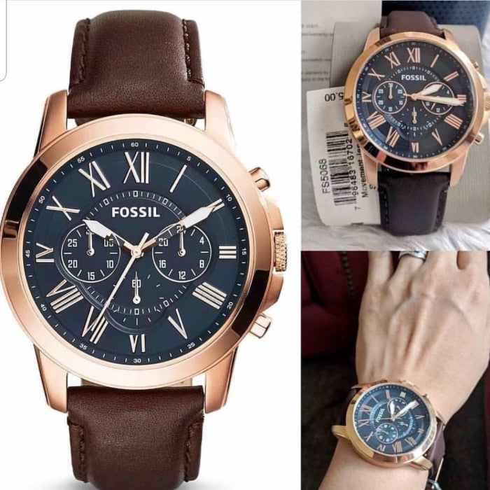 Fossil Grant Chronograph Blue Dial Brown Leather Strap Watch for Men - FS5068 Buy Now By Fossil