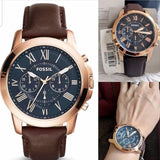 Fossil Grant Chronograph Blue Dial Brown Leather Strap Watch for Men - FS5068 Buy Now By Fossil