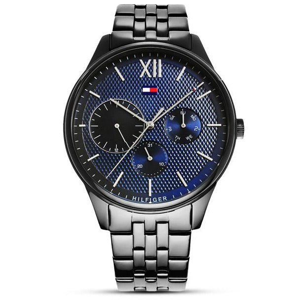 Tommy Hilfiger Damon Quartz Chronograph Blue Dial Black Steel Strap Watch for Men - 1791454 Buy Now By Tommy Hilfiger