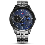 Tommy Hilfiger Damon Quartz Chronograph Blue Dial Black Steel Strap Watch for Men - 1791454 Buy Now By Tommy Hilfiger
