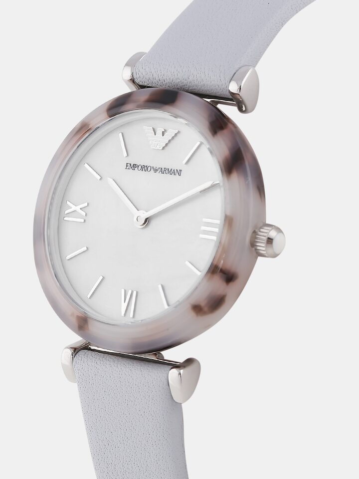 Emporio Armani White Dial Light Blue Leather Strap Watch For Women - AR11002 Buy Now By Emporio Armani