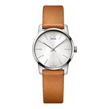 Calvin Klein City Silver Dial Light Brown Leather Strap Watch For Women- K2G23120 Buy Now By Calvin Klein