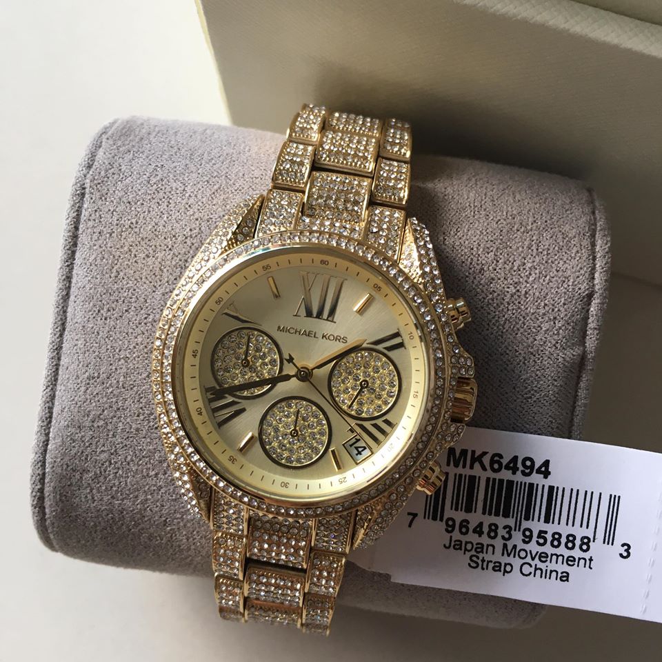Michael Kors Mini Bradshaw Crystals Gold Dial Gold Steel Strap Watch For Women - MK6494 Buy Now By Michael Kors