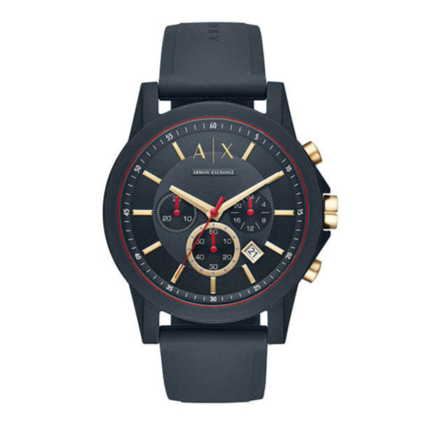 Armani Exchange Outerbanks Chronograph Blue Dial Blue Silicone Strap Watch For Men - AX1335 Buy Now By Armani Exchange