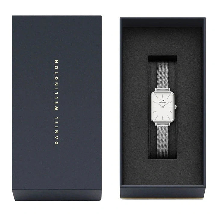 Daniel Wellington Quadro Sterling White Dial Silver Mesh Strap Watch For Women - DW00100438 Buy Now By Daniel Wellington