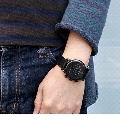 Emporio Armani Luigi Chronograph Black Dial Black Leather Strap Watch For Men - AR1737 Buy Now By Emporio Armani