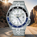 Seiko 5 Sports SKX GMT Automatic Sky Blue Dial Silver Steel Strap Watch For Men - SSK033K1 Buy Now By Seiko