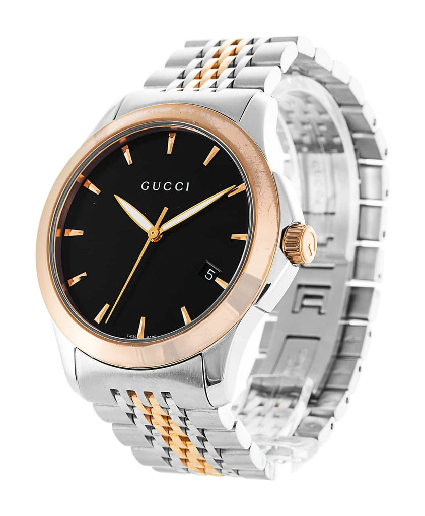 Gucci G Timeless Black Dial Two Tone Steel Strap Watch For Men - YA126410 Buy Now By Gucci