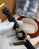 Versace Palazzo Empire Black Dial Black Leather Strap Watch for Women - VCO020017