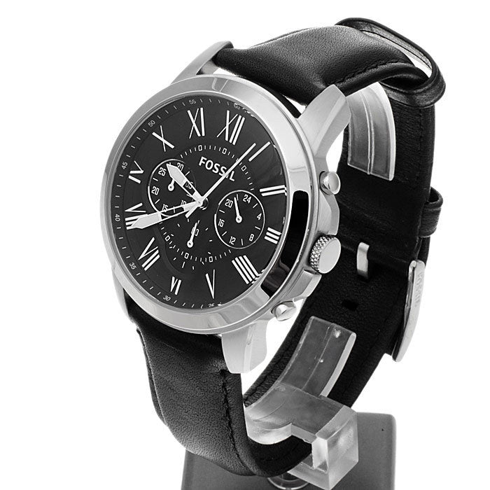 Fossil Grant Chronograph Black Dial Black Leather Strap Watch for Men - FS4812 Buy Now By Fossil