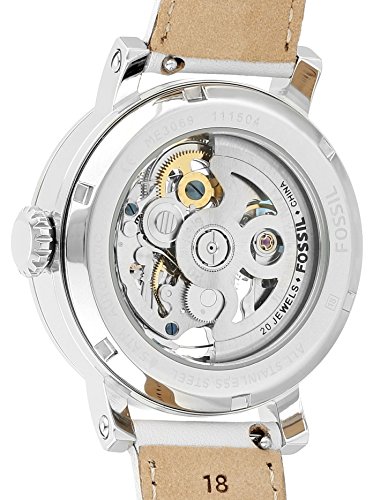 Fossil Boyfriend Automatic Skeleton Silver Dial White Leather Strap Watch for Women - ME3069 Buy Now By Fossil