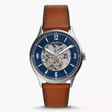 Fossil Forrester Luggage Automatic Skeleton Blue Dial Brown Leather Strap Watch for Men - ME3179 Buy Now By Fossil