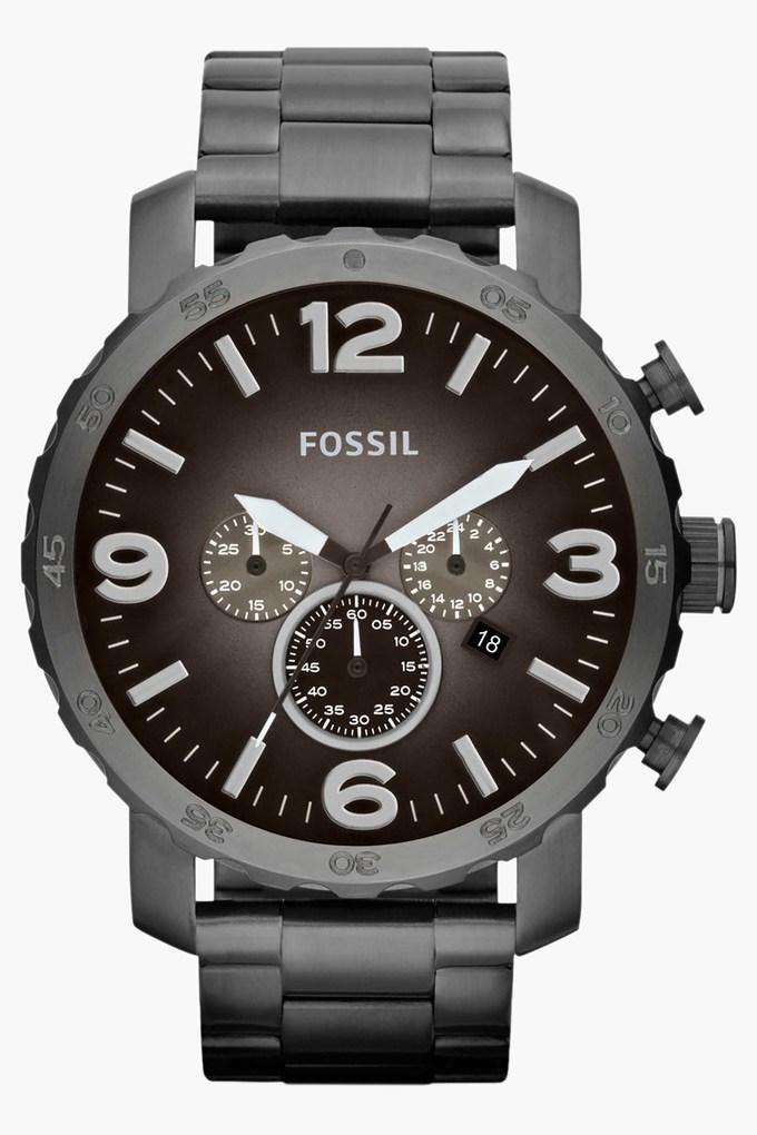 Fossil Nate Chronograph Gunmetal Dial Grey Steel Strap Watch for Men - JR1437 Buy Now By Fossil