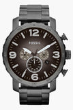 Fossil Nate Chronograph Gunmetal Dial Grey Steel Strap Watch for Men - JR1437 Buy Now By Fossil