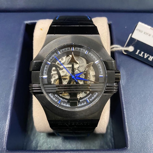 Maserati Potenza Automatic Black Dial Black Leather Strap Watch For Men - R8821108009 Buy Now By Maserati
