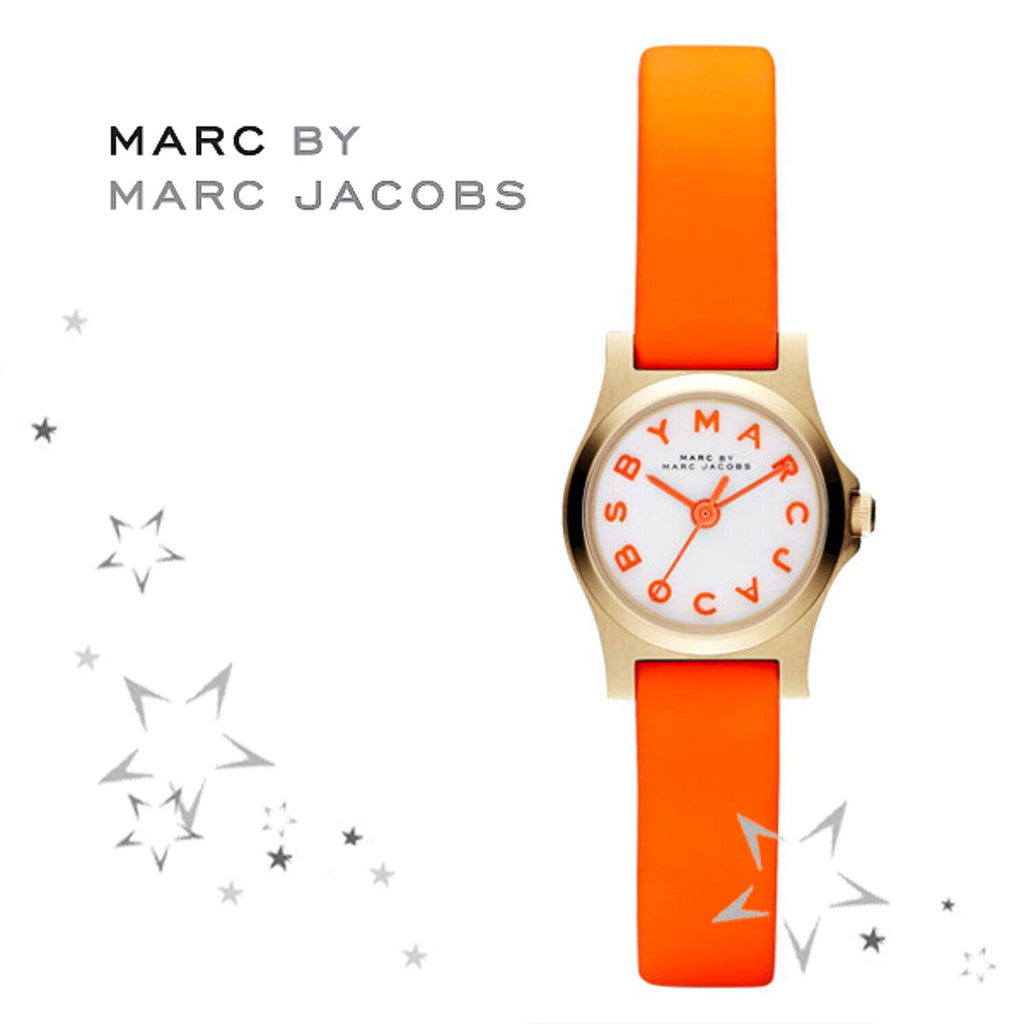 Marc Jacobs Henry Dinky White Dial Orange Leather Strap Watch for Women - MBM1236 Buy Now By Marc Jacobs