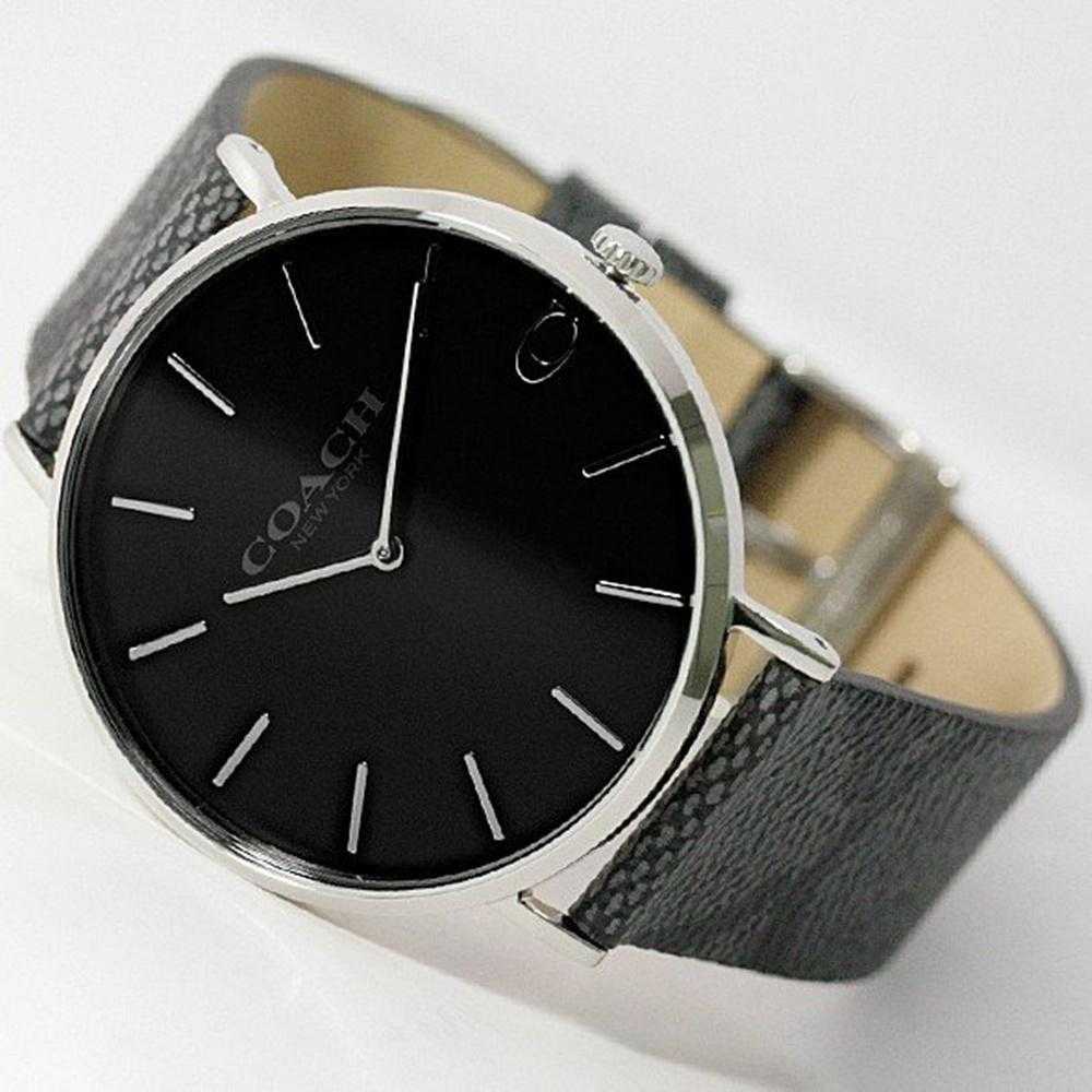 Coach Charles Black Dial Black Leather Strap Watch for Men - 14602157 Buy Now By Coach