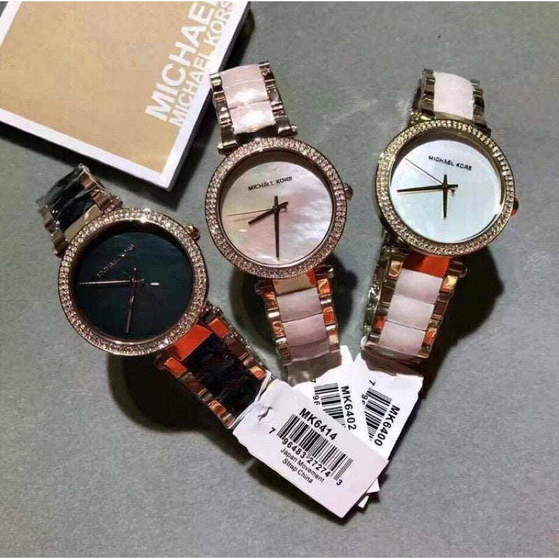 Michael Kors Parker Mother of Pearl Pink Dial Two Tone Steel Strap Watch for Women - MK6402 Buy Now By Michael Kors