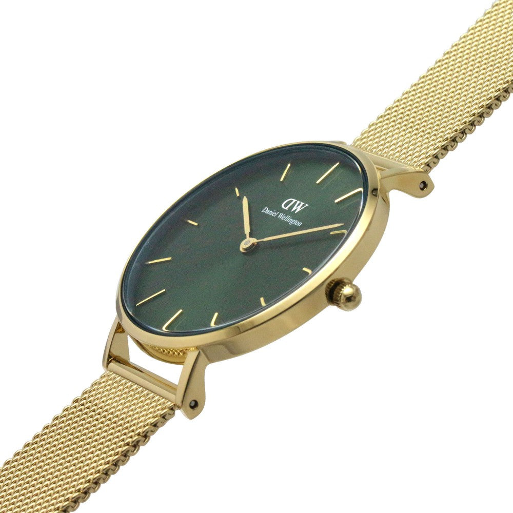Daniel Wellington Petite Emerald Green Dial Gold Mesh Strap Watch For Women - DW00100480 Buy Now By Daniel Wellington
